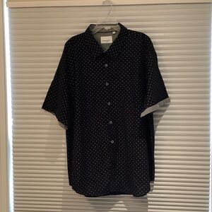 Paper Denim & Cloth Black Short-Sleeve Button-Up with White Microdot Print